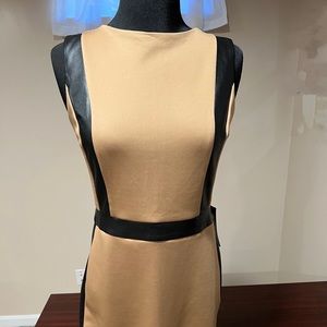Sleek brown and black pleather dress